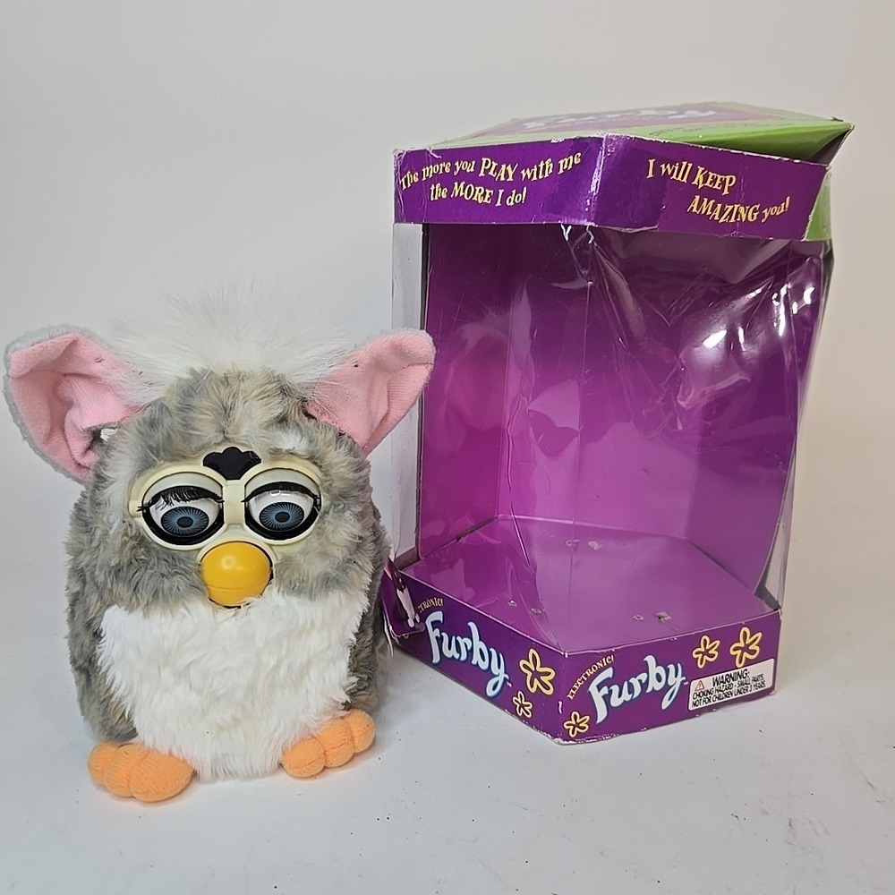 Vintage 1998 Furby Church Mouse G‎ 1 Blotched Gray Brown Fur Tags Rare
